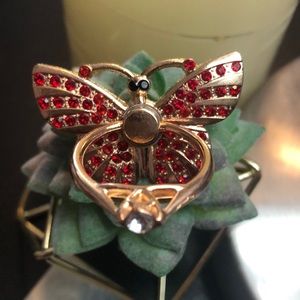 #63- ❤️NWOT Cell Phone Ring Stand Holder Grip in Red Sparkle Butterfly ❤️